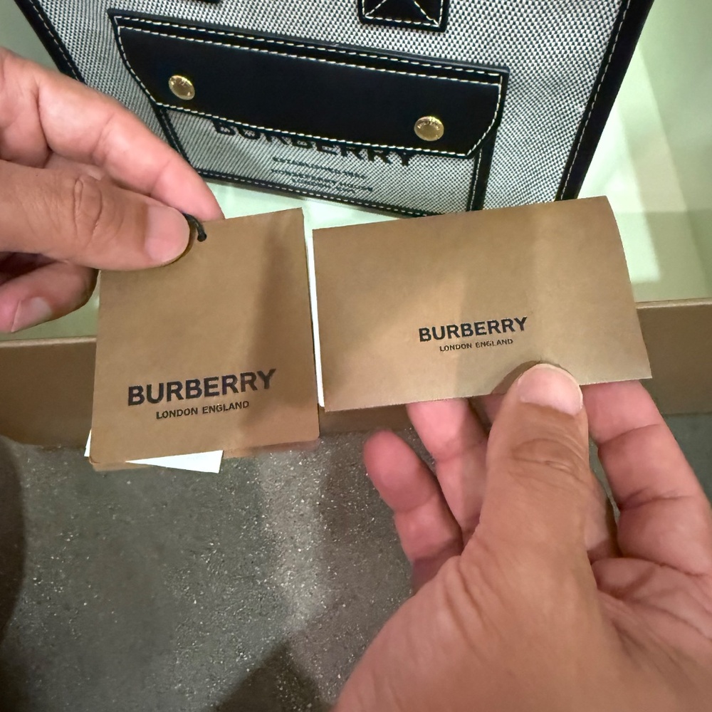 Burberry Mini Two-Tone Canvas Tote - Picture 7 of 13